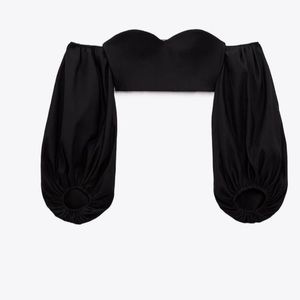 Zara balloon sleeve crop top NWT